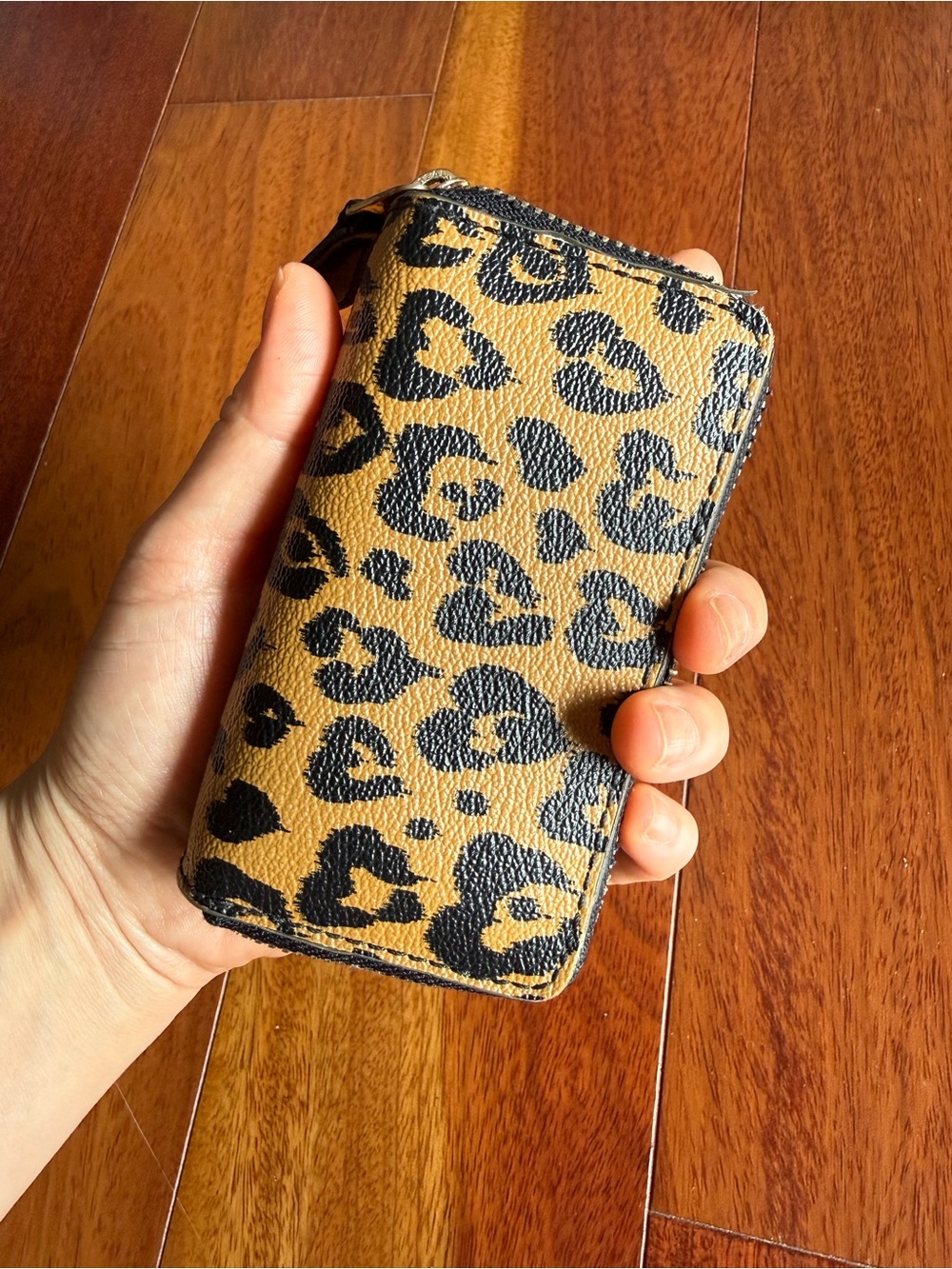 Coach Leopard Print Double-Zipper Compact Wallet - Picture 3 of 17
